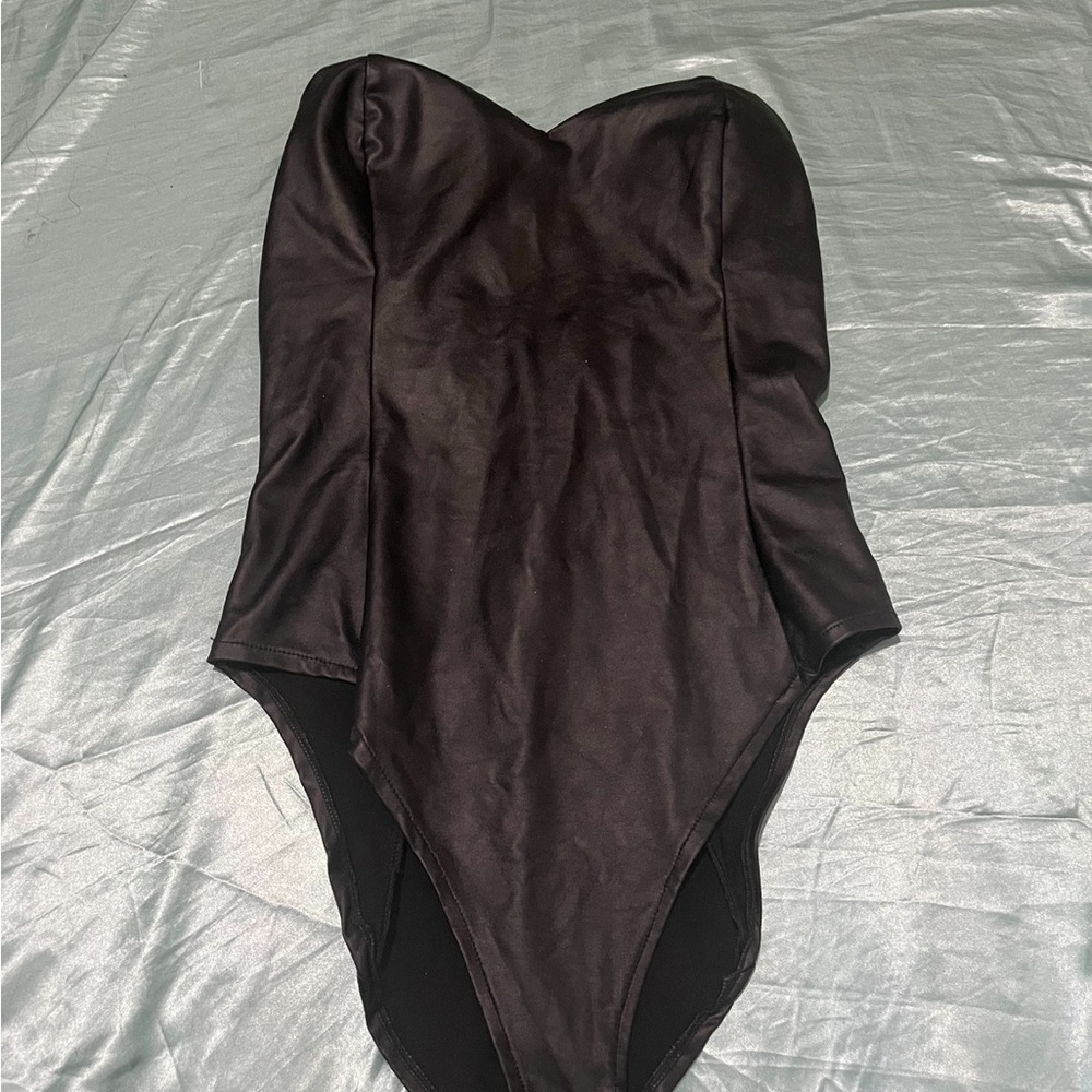 Black Pleather One Piece